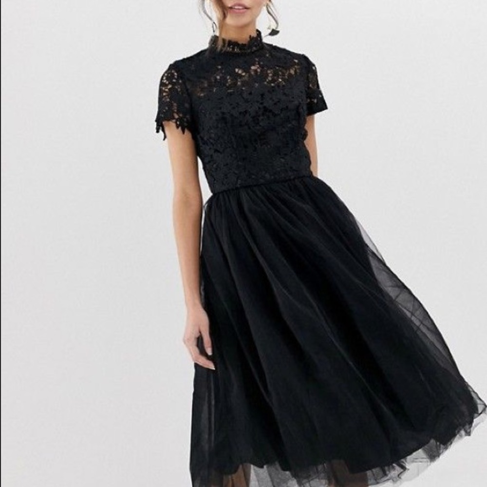 Chi Chi London high neck lace midi dress
